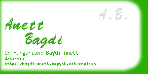 anett bagdi business card